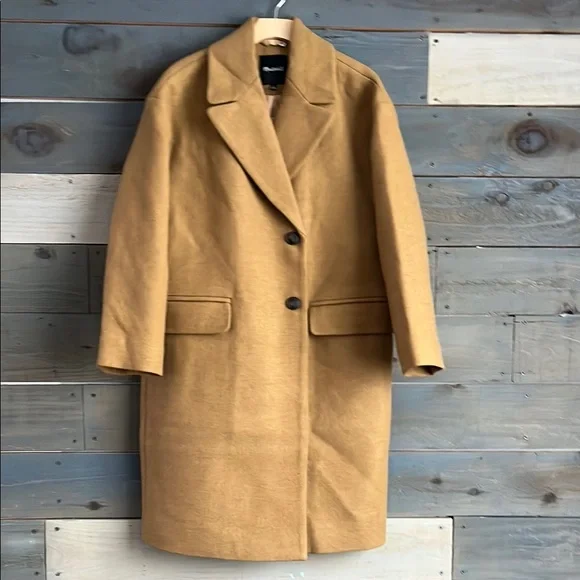Madewell Hayden Camel Coat Notched Lapels Single-Breasted Size M